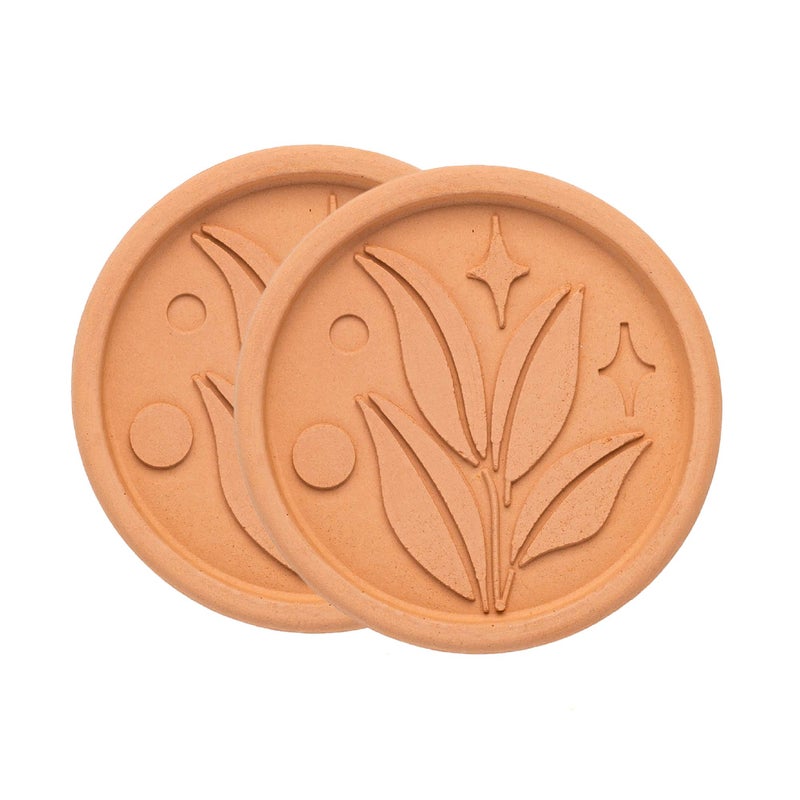 Goodful Goodful Brown Sugar Saver and Softener Disc with Elegant Leaf Design Multiple Uses for Food Storage Containers Reusable and Food Safe Terracotta 2 Pack 