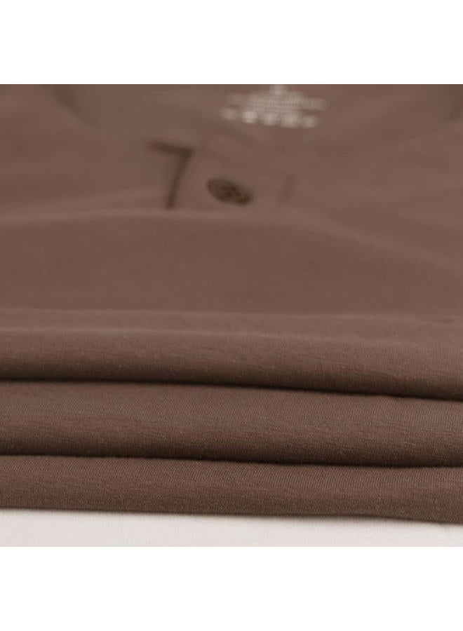 palglg Mens Cotton Muscle Slim Fitted Sport Henley T-Shirt with Button, Coffee, S - Image 4