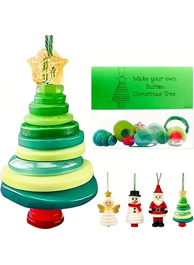 Christmas Button Ornament Kit with Santa Craft Hanging Decorations for Xmas Tree - Image 2