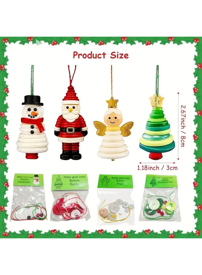 Christmas Button Ornament Kit with Santa Craft Hanging Decorations for Xmas Tree - Image 5