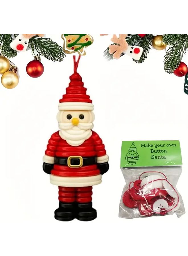Christmas Button Ornament Kit with Santa Craft Hanging Decorations for Xmas Tree - Image 1