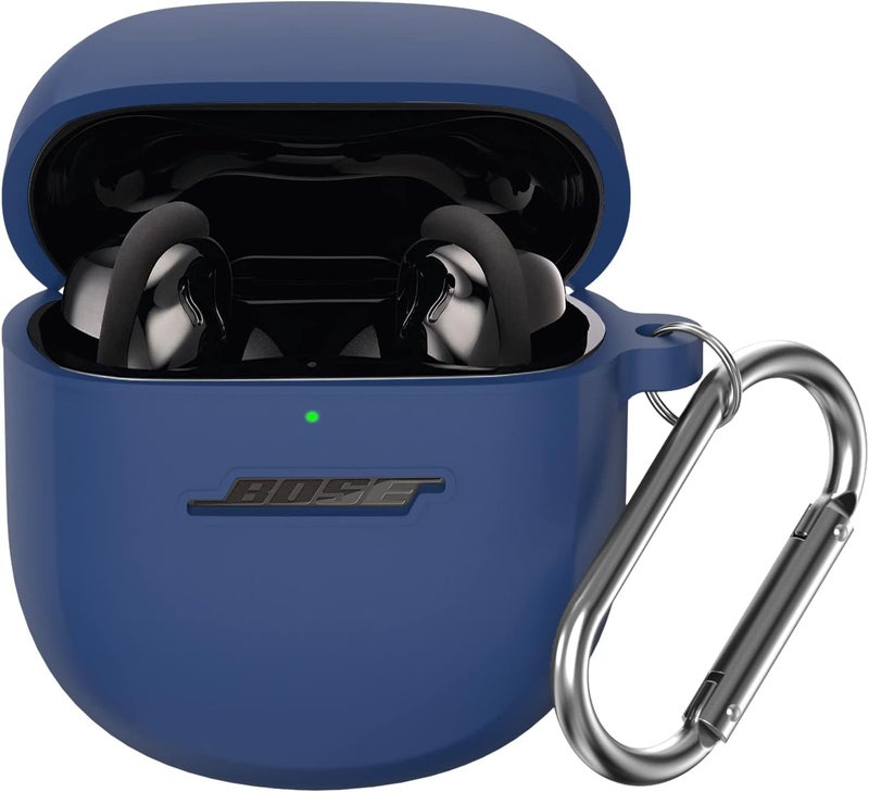 WOFRO Case for Bose QuietComfort Earbuds II(2022)& New Bose QuietComfort Ultra Case (2023), WOFRO Silicone Protective Skin Cover for New Bose QuietComfort Earbuds 2 Accessories with Carabiner (Blue) - Image 2