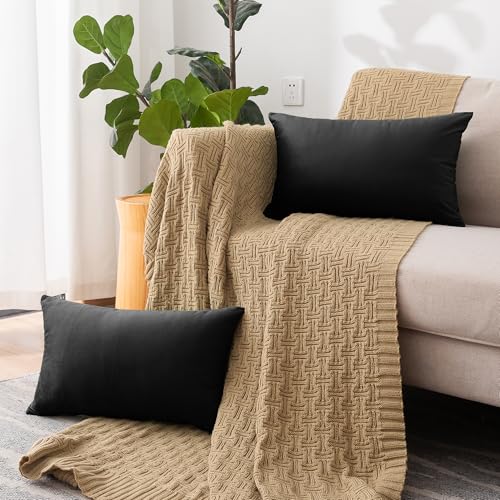 NiNi ALL Decorative Throw Pillow Covers Velvet 20x30 Inch Pack of 2 Black Cushion Covers Soft for Couch Sofa Bedroom Living Room Outdoor - Image 3