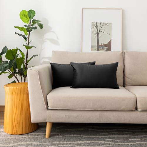 NiNi ALL Decorative Throw Pillow Covers Velvet 20x30 Inch Pack of 2 Black Cushion Covers Soft for Couch Sofa Bedroom Living Room Outdoor - Image 2