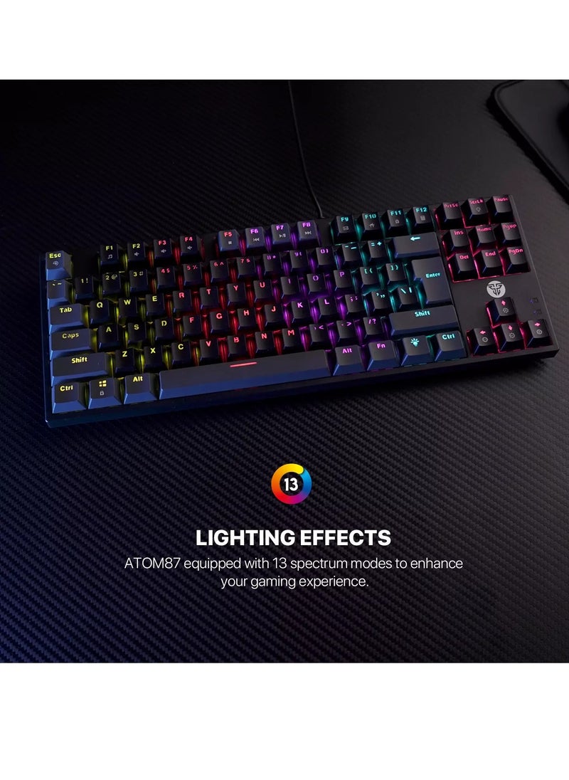FANTECH - ATOM MK876 V2 TKL RGB Mechanical Gaming Keyboard - Hot-Swappable BLUE Switch (Black) - Image 1