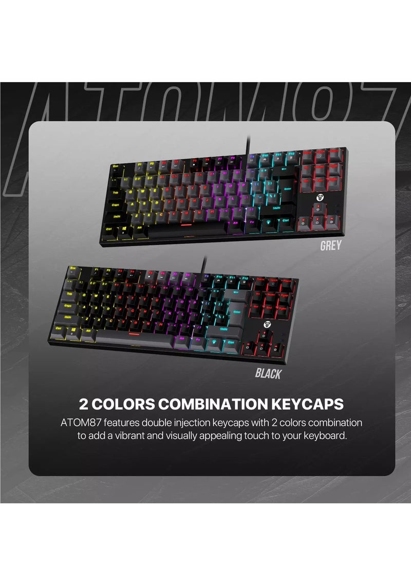 FANTECH - ATOM MK876 V2 TKL RGB Mechanical Gaming Keyboard - Hot-Swappable BLUE Switch (Black) - Image 1