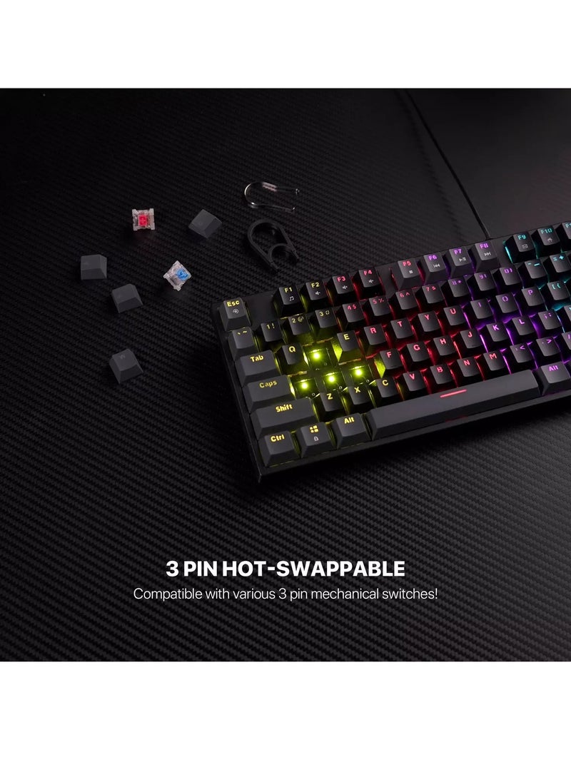 FANTECH - ATOM MK876 V2 TKL RGB Mechanical Gaming Keyboard - Hot-Swappable BLUE Switch (Black) - Image 1
