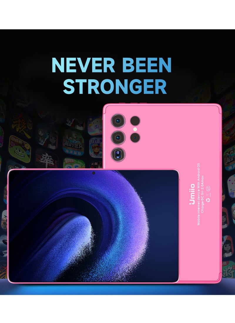 Smart Tablet S24 Ultra 10.1-inch HD Display with Touchpad Keyboard/Case and EWB Handbag 12GB RAM 512GB ROM Dual SIM 5G Network Android WiFi GPS Slim Tab Pink