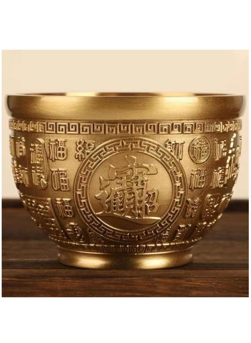 Excefore Brass Treasure Bowl, Cornucopia Bowl Treasure Basin Wealth Good Lucky Prosperity Bowl Golden Offering Bowl Money Bowl Home Office Decorations, Housewarming Gifts - Image 3