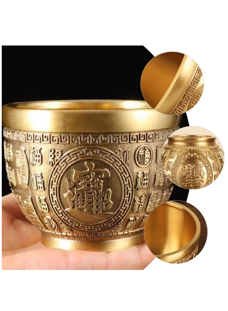 Excefore Brass Treasure Bowl, Cornucopia Bowl Treasure Basin Wealth Good Lucky Prosperity Bowl Golden Offering Bowl Money Bowl Home Office Decorations, Housewarming Gifts - Image 2