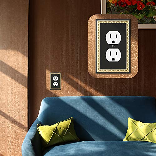 Henne Bery Pearled Frame Decorative Wall Plate Switch Plate Outlet Cover (Single Duplex 3PK, Black & Dark Golden) - Image 4