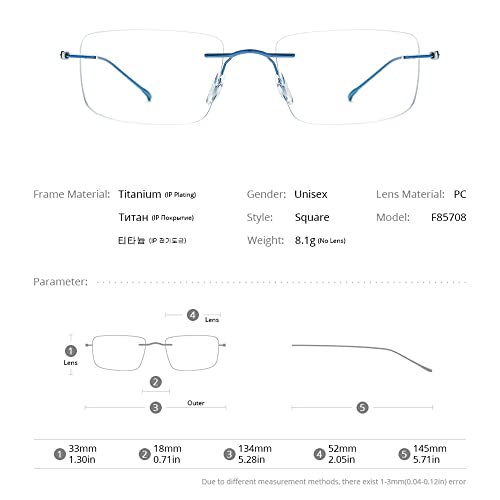 FONEX Titanium Glasses Frame,Rimless Frameless Optical Eyewear Eyeglasses for Men and Women F85634 (F85708 Black) - Image 2
