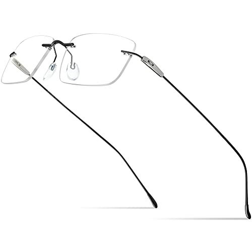 FONEX Titanium Glasses Frame,Rimless Frameless Optical Eyewear Eyeglasses for Men and Women F85634 (F85708 Black) - Image 1
