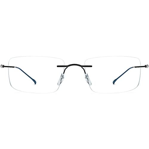 FONEX Titanium Glasses Frame,Rimless Frameless Optical Eyewear Eyeglasses for Men and Women F85634 (F85708 Black) - Image 4