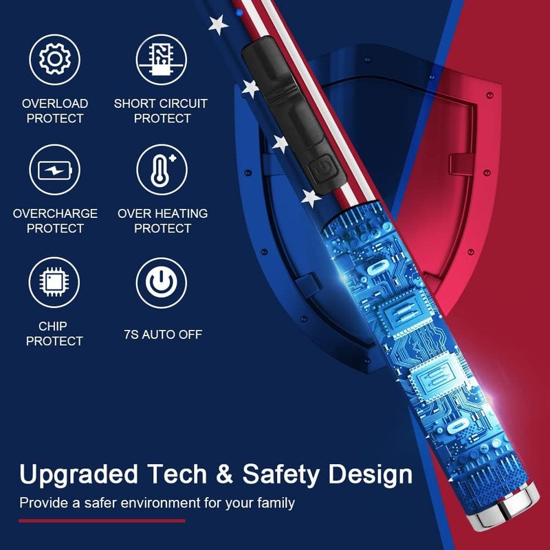 SUPRUS Electric Lighter Candle USB Type C Rechargeable with LED Battery Display and Safety Switch Windproof Souvenir for Independence Memorial and Veterans Day(American Flag) - Image 4