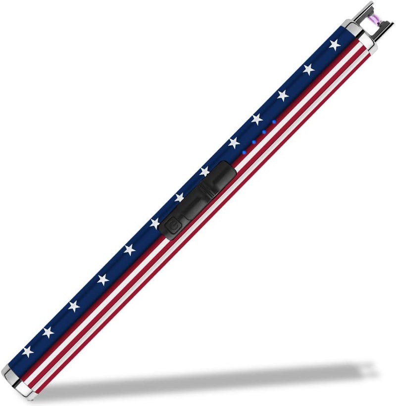 SUPRUS Electric Lighter Candle USB Type C Rechargeable with LED Battery Display and Safety Switch Windproof Souvenir for Independence Memorial and Veterans Day(American Flag) - Image 1