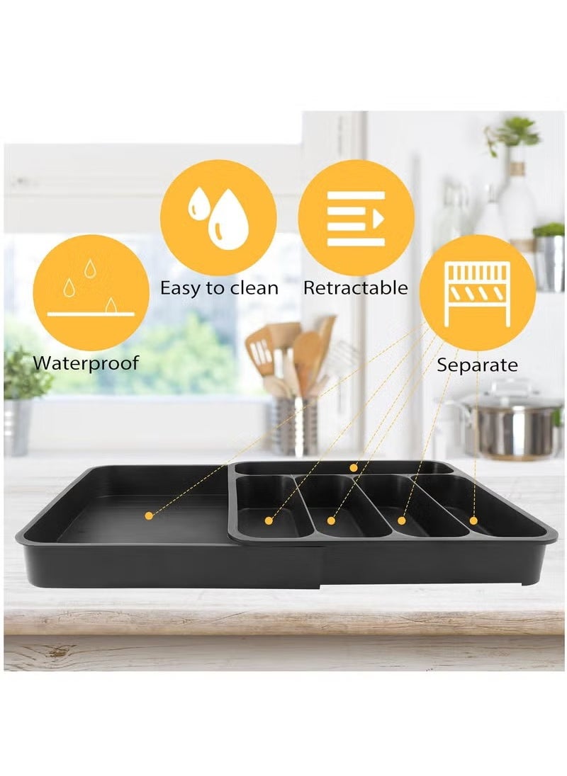 Beauenty Expandable Adjustable Cutlery Drawer Organizer, Utensil Kinfe Trayanna, Silverware and Flatware Holder, Closet Cutlery Tray for Spoons Forks Knives  - Image 2