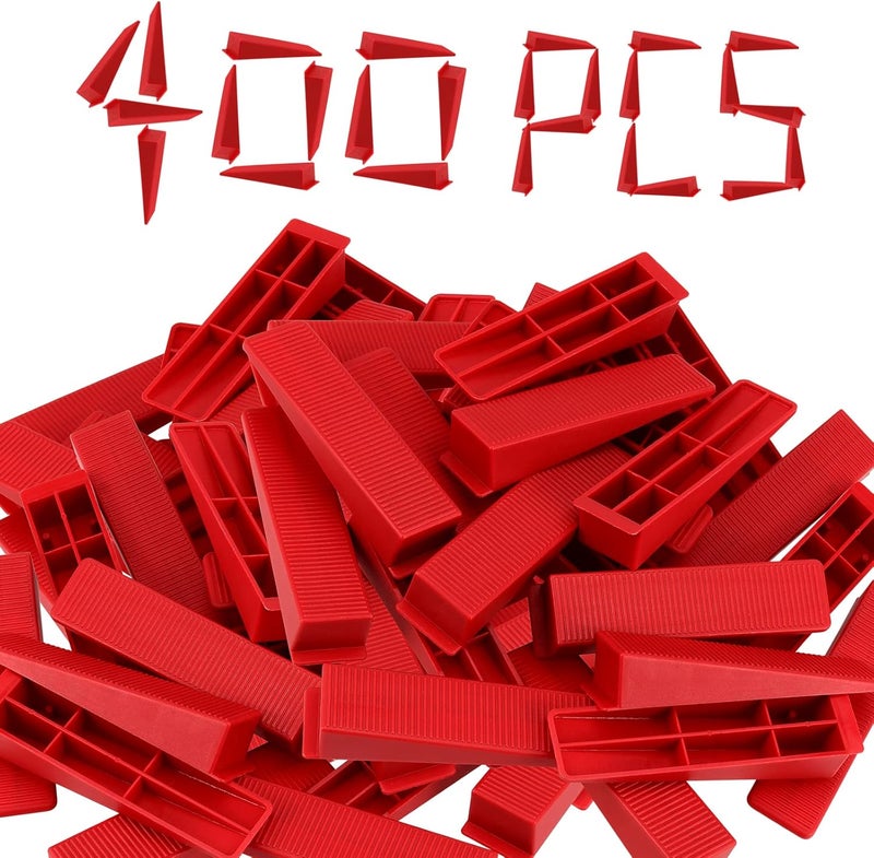 JAPCHET 400 PCS Tile Leveling System Wedges Reusable for 18 116 132 Inch Spacers for Tile Leveler Installation Red - Image 1
