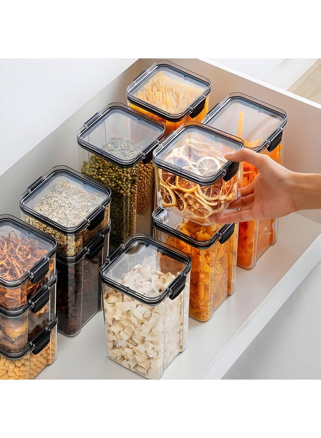 Homeor حاويات بلاستيكية محكمة الإغلاق خالية من BPA لمجموعة تخزين المطبخ، جرة تخزين الطعام ومنظم متعدد الاستخدامات، 1100 مل مجموعة من 8، أسود - Image 5