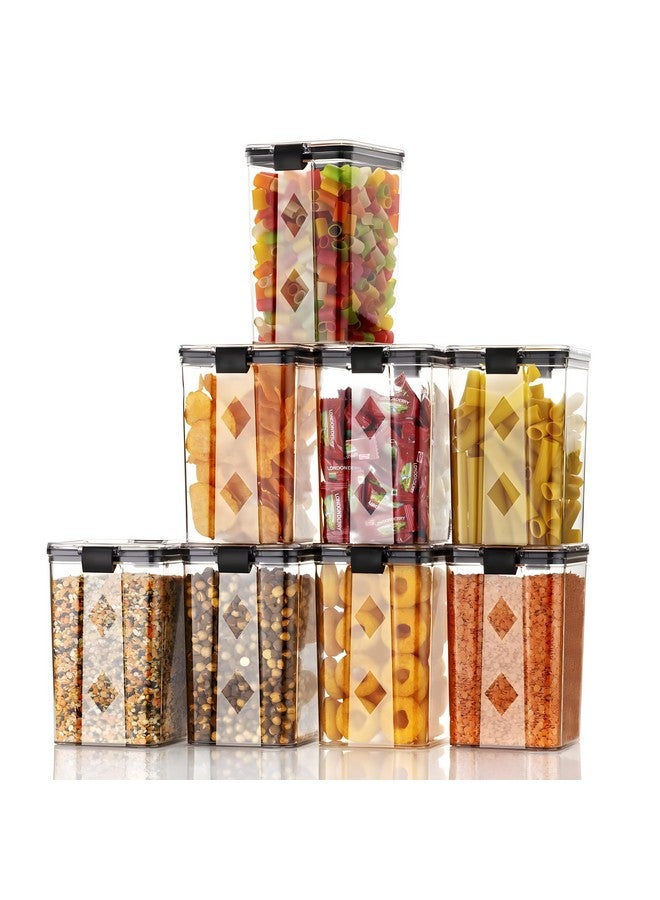 Homeor حاويات بلاستيكية محكمة الإغلاق خالية من BPA لمجموعة تخزين المطبخ، جرة تخزين الطعام ومنظم متعدد الاستخدامات، 1100 مل مجموعة من 8، أسود - Image 1