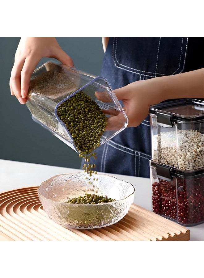 Homeor حاويات بلاستيكية محكمة الإغلاق خالية من BPA لمجموعة تخزين المطبخ، جرة تخزين الطعام ومنظم متعدد الاستخدامات، 1100 مل مجموعة من 8، أسود - Image 4