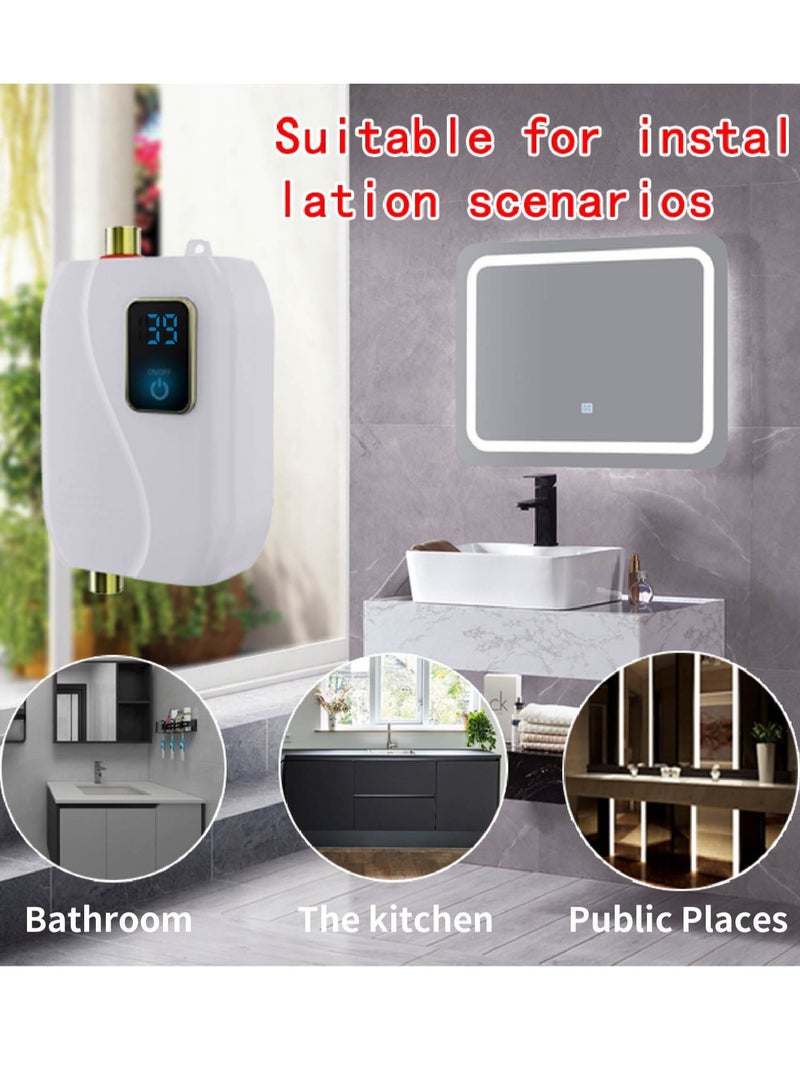 سخان مياه فوري صغير بشاشة LCD - 220 فولت، 3000 واط، كهربائي، للدش والحمام والمطبخ وغسيل الملابس، مع قابس المملكة المتحدة. - Image 1