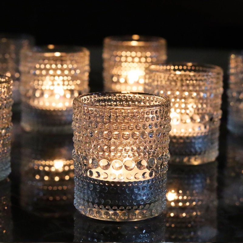 WDHODEC 36 PCS Clear Glass Votive Candle Holders Set Hobnail Tealight Candle Holders for Fall Decor, Halloween, Weddings, Birthday Table Centerpiece Decorations - Image 1