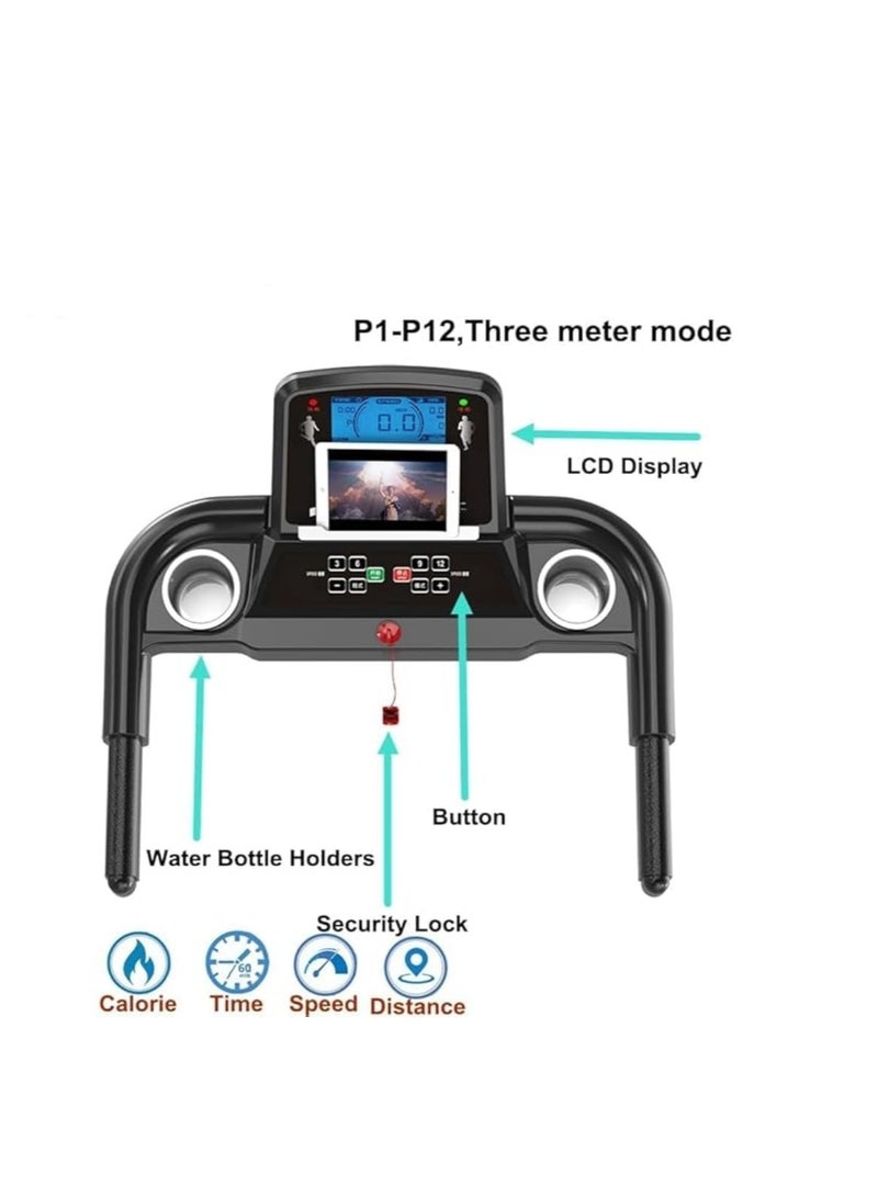 Cool Baby Style Home Electric Treadmill with 2.5HP Silent Motor | 12 Programs, LED Display, 7-Layer Shock Absorption Running Belt, Foldable Indoor Fitness Equipment with iPad Stand - Image 2