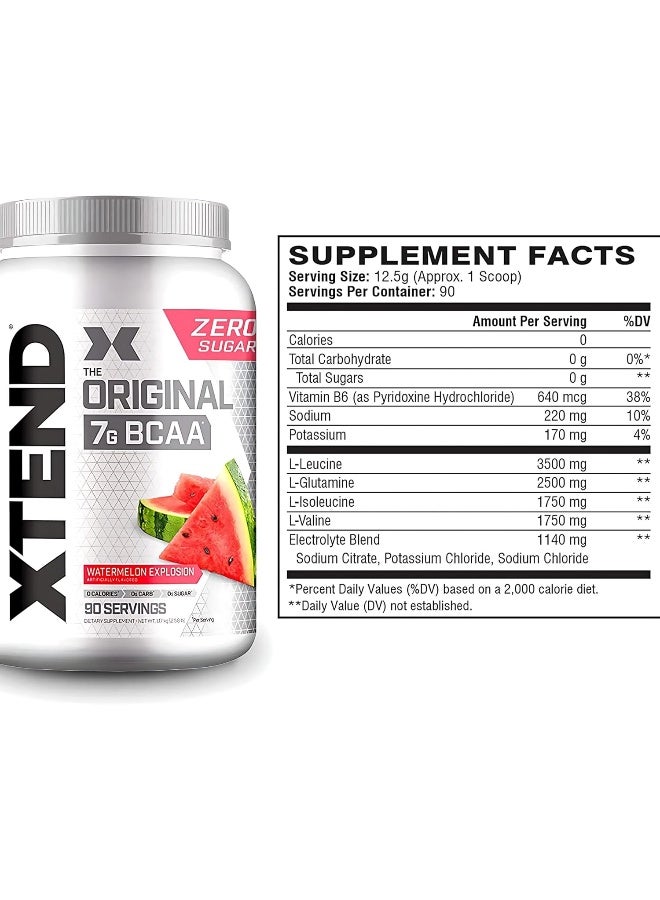 Original Bcaa Powder Zero Sugar With Electrolytes For Hydration & Muscle Repair, Post-Workout Supplement, Watermelon Flavor - 90 Servings