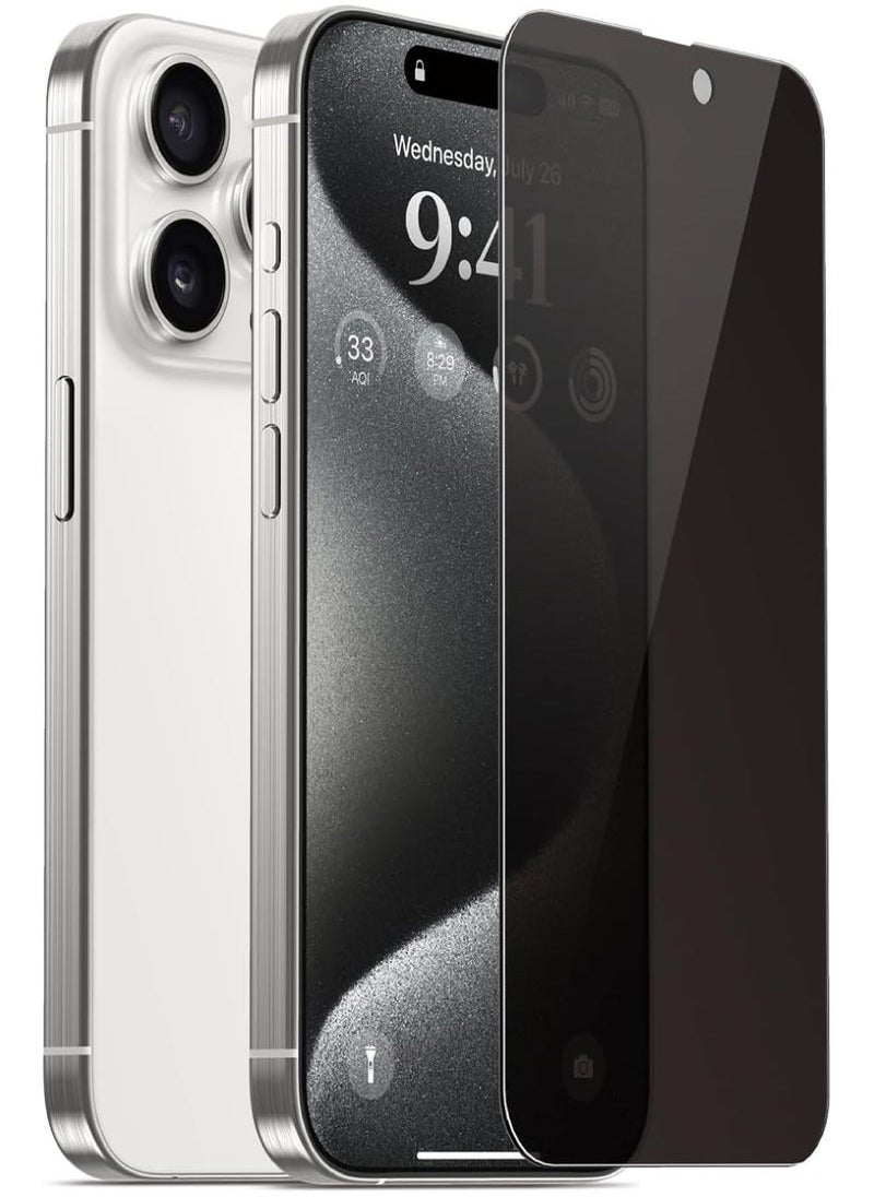Captaintech protector Compatible with iPhone 15 Pro Max 5G Privacy Tempered Glass Screen Protector 【Bubble Free】【Anti-Glare】【HD Full Coverage】【Easy Installation】【Scratch Resistant】  - Image 1