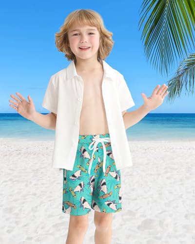 Ghteas Boys Swim Shorts with Compression Liner Boys Swimming Trunks Swimwear Quick Dry Boy Swimsuit Board Shorts Shark Swim Trunks Boy 6-7 - Image 2
