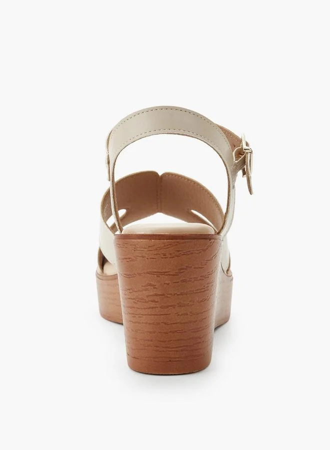 Surestep CREAM Women Light Weight Ankle Strap Wedge Heel Sandals for Women | Best Price UAE