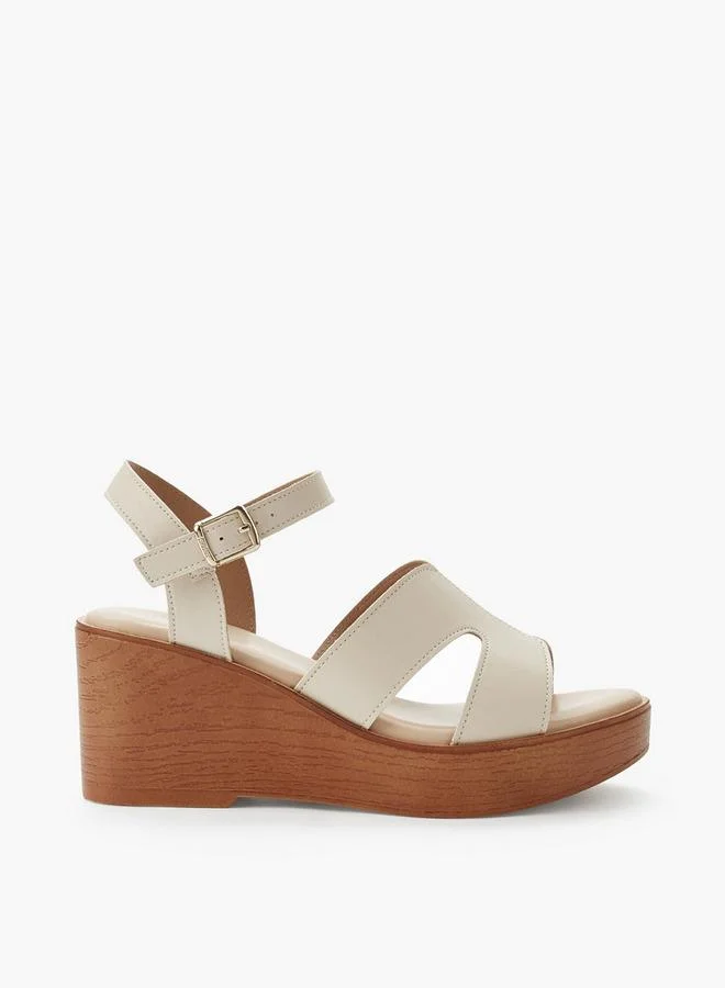 Surestep CREAM Women Light Weight Ankle Strap Wedge Heel Sandals for Women | Best Price UAE