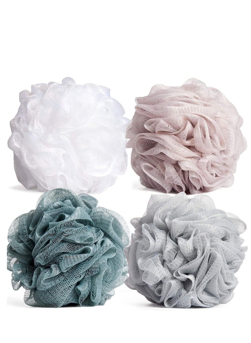 ECVV Large Bath Shower Sponge Pouf Loofahs, 4 Packs Each Eco-friendly Exfoliating Mesh Brush Pouf Bath Shower Ball Sponge-Exfoliate, Cleanse, Soothe Skin Mixed - Image 1