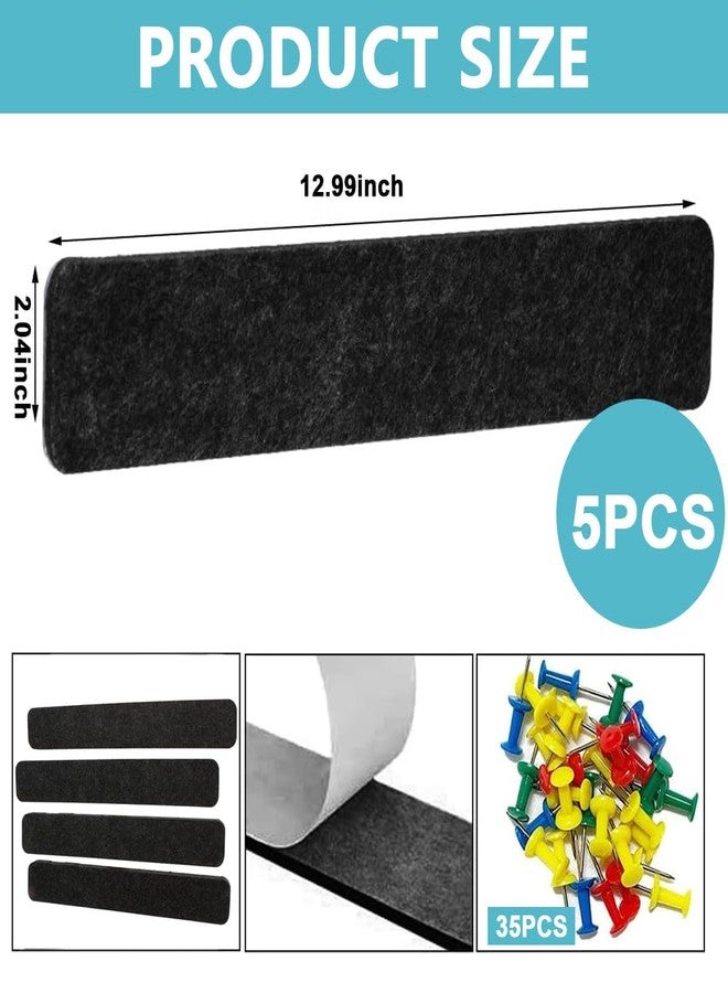RANUR Self Adhesive Felt Bulletin Bar Strip, Reminder Board with 35pcs Drawing Pins, Lightweight to Do List Board for Wall Soft Board for Study Room, Photos, Schedules, Size 33 X 5 X 1.3 cms (Black) - Image 2