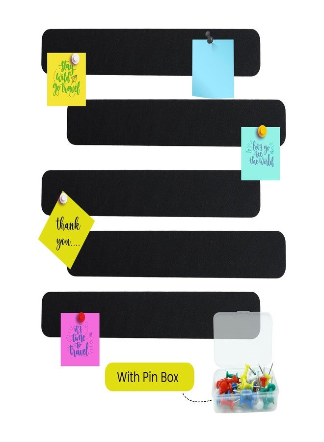 RANUR Self Adhesive Felt Bulletin Bar Strip, Reminder Board with 35pcs Drawing Pins, Lightweight to Do List Board for Wall Soft Board for Study Room, Photos, Schedules, Size 33 X 5 X 1.3 cms (Black) - Image 1