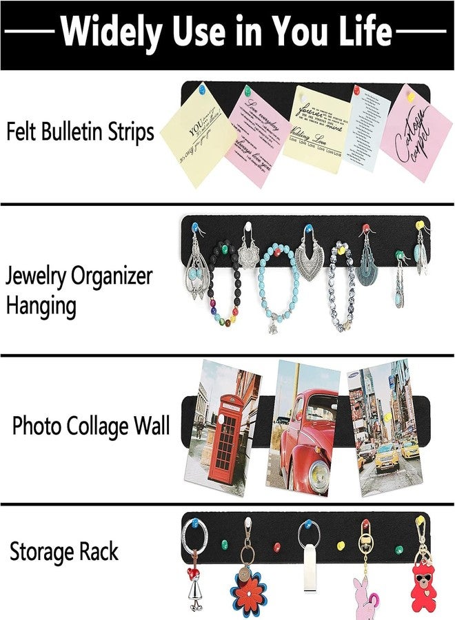RANUR Self Adhesive Felt Bulletin Bar Strip, Reminder Board with 35pcs Drawing Pins, Lightweight to Do List Board for Wall Soft Board for Study Room, Photos, Schedules, Size 33 X 5 X 1.3 cms (Black) - Image 3