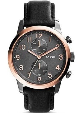 onlinekordon - Online Strap Fossil FS4657 Black Leather Watch Strap - Image 1