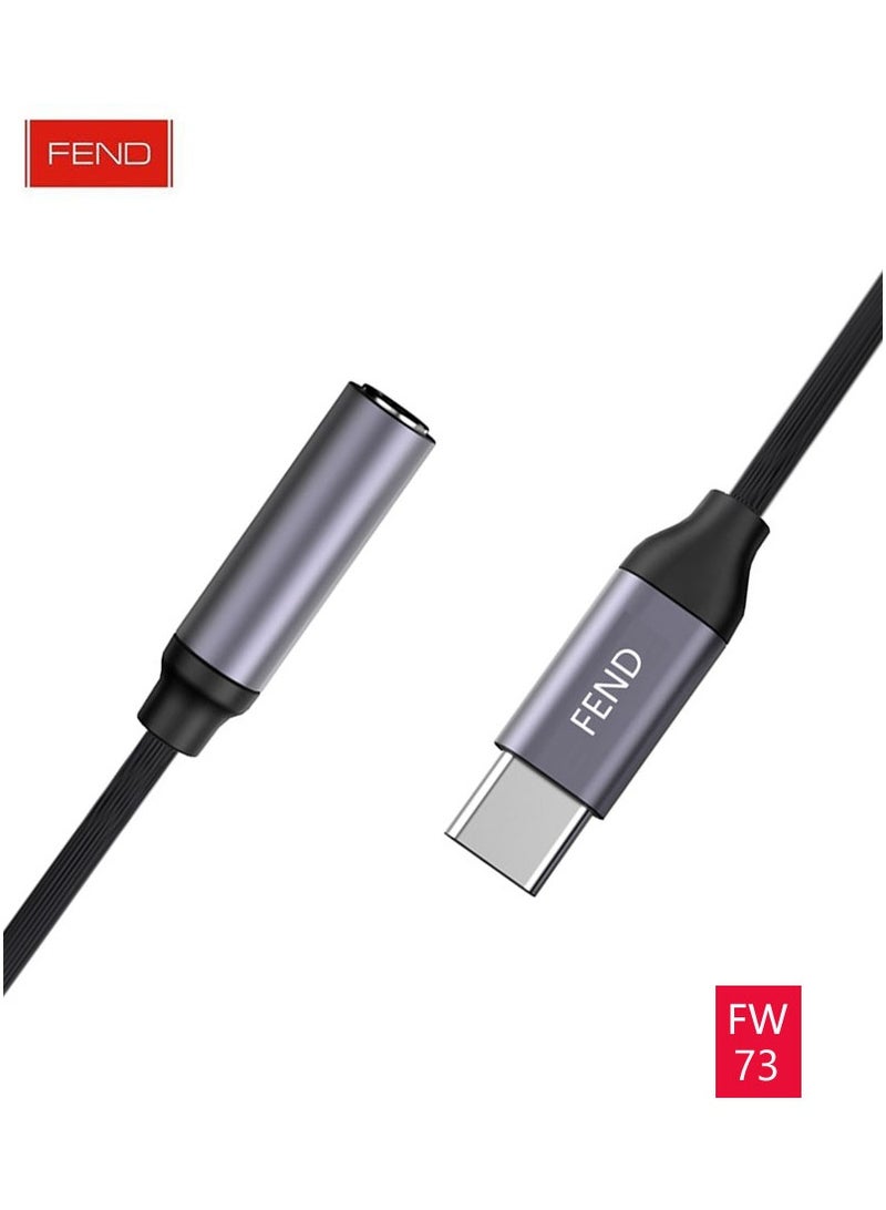 فيند FEND FW73 كابل صوت من النوع C إلى 3.5 مم، كابل مضفر متين 10 سم للتوصيل والتشغيلكابل صوت FEND FW73 Type-C إلى 3.5 مم مضفر متين بطول 10 سم، قابل للتوصيل والتشغيل - Image 2