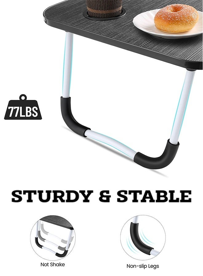 ZOBER Portable Folding Laptop Desk for Bed with Cup Holder Adjustable Lap Tray Notebook Stand Lap Desk Foldable Non-slip legs grip Stand Table for outdoor, indoor, working, studying, camping - Image 2