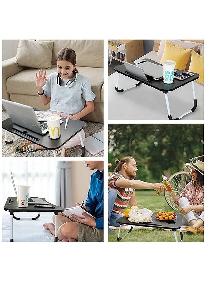 ZOBER Portable Folding Laptop Desk for Bed with Cup Holder Adjustable Lap Tray Notebook Stand Lap Desk Foldable Non-slip legs grip Stand Table for outdoor, indoor, working, studying, camping - Image 5