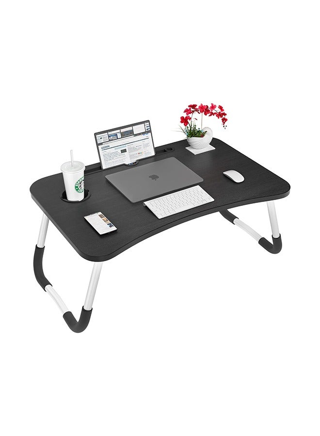 ZOBER Portable Folding Laptop Desk for Bed with Cup Holder Adjustable Lap Tray Notebook Stand Lap Desk Foldable Non-slip legs grip Stand Table for outdoor, indoor, working, studying, camping - Image 1