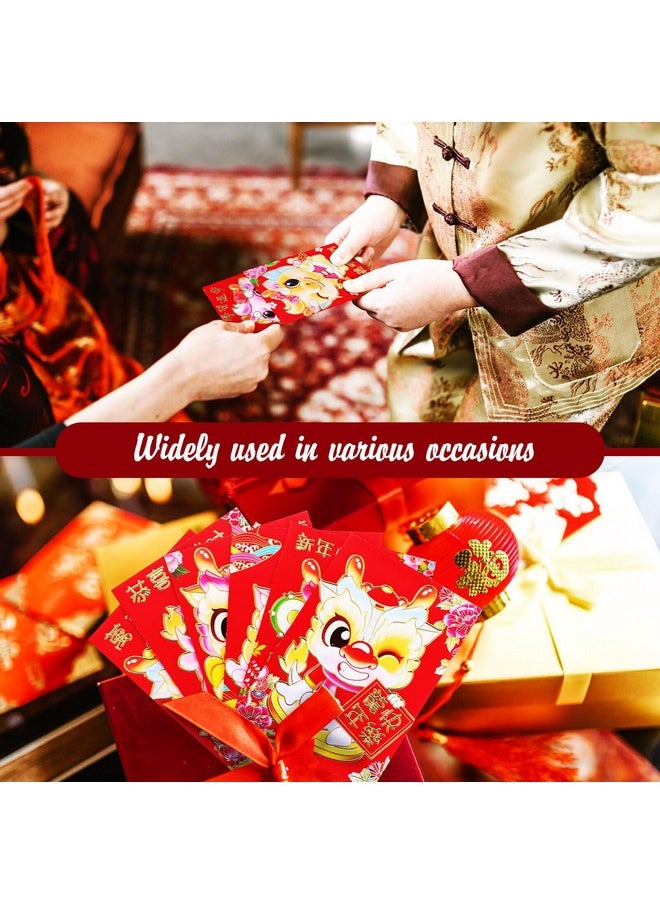 BESPORTBLE 60Pcs Chinese New Year Red Envelopes 2024 Lunar New Year Of Money Envelopes Red Envelope Packets Hong Bao For Spring Festival 10 Set Different Cute Dragon Patterns  - Image 3