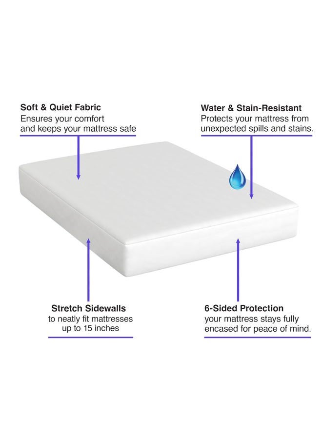 Bed Bug Blocker All-in-One Quiet Water Resistant Zip-Up Mattress Protector to Help Protect Against Irritants, Twin Bunk for RV, White (FRE146XXWHITF9) - Image 2