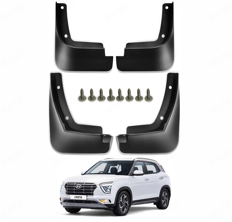 HUUSO MIZZEO Front and Rear Plastic Mud Flaps, Set of 4, Compatible with Hyundai Creta (Type-2) 2020-2023 - Image 1