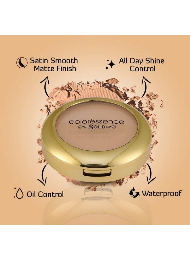 كالرسينس بودرة مضغوطة من Glitterati Gold Range خالية من الزيوت بعامل حماية من الشمس 15 بتركيبة مضغوطة ساتانية، 10 جم - طبيعية  - Image 1