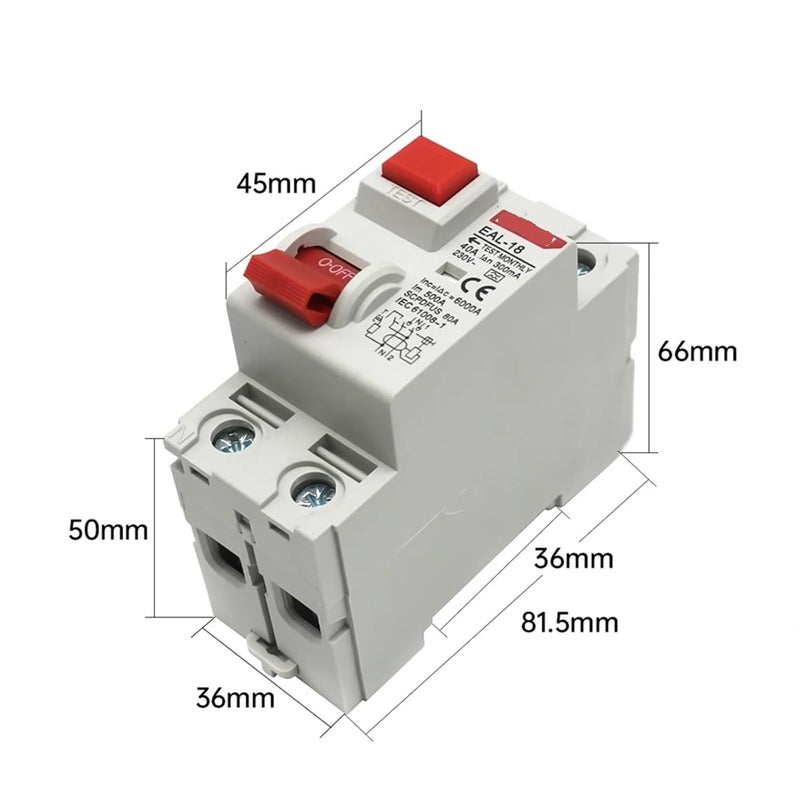 2P 63A 300mA Electromagnetic Residual Current Circuit Breaker RCCB RCD ELCB Differential Breaker Switch - Image 3