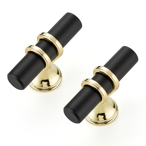 Ravinte Decor 10 Pack BlackGold Cabinet Knobs Kitchen Cabinet Knobs Closet Pulls for Kitchen Closet Drawer Stainless Steel Dresser Hardware 2in Length Single Hole - Image 1