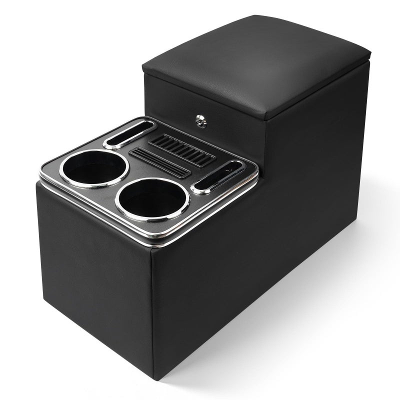 SILIVN Center Console Between Seats for Minivans, Featuring Cup Holders, Coin Compartment, and Card Slot Center Console for Trucks, Minivans, and SUVs Front Seat Bench Center with Locking (Regular) - Image 1