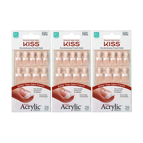 KISS Salon Acrylic French Nails Kit Pet Peeve Real Short (3 PACK) - Image 1